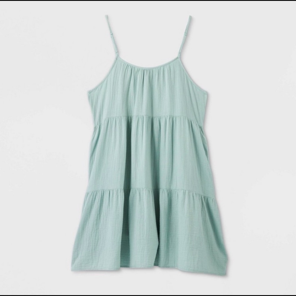 Mint Tiered Tank Dress with Pockets Universal Thread